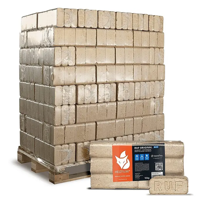RUF Original Blue Holzbriketts Nadelholz 10kg x 96 Gebinde 960kg Palette